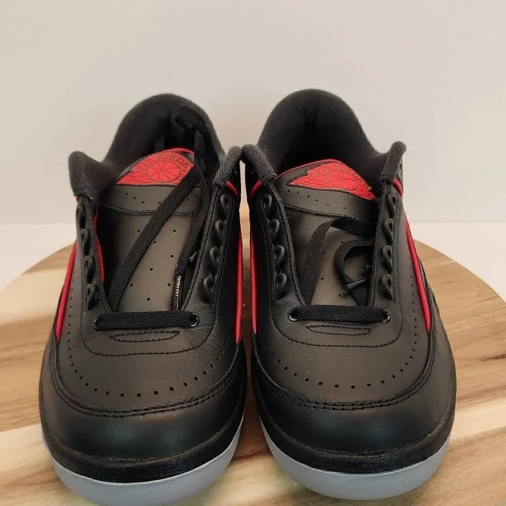 Air Jordan 2 Low Origins Men's Size 9.5 Black Fire Red and Fir Green